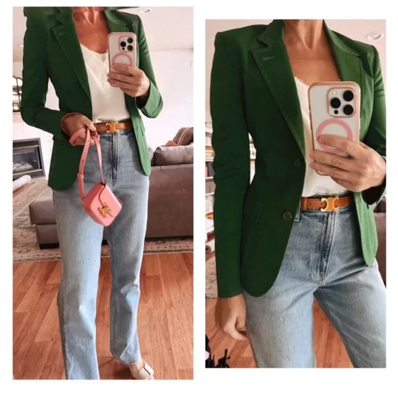 SOLD ❌LORO piana gorgeous poplin stretch green blazer jacket xs - Picture 2 of 10
